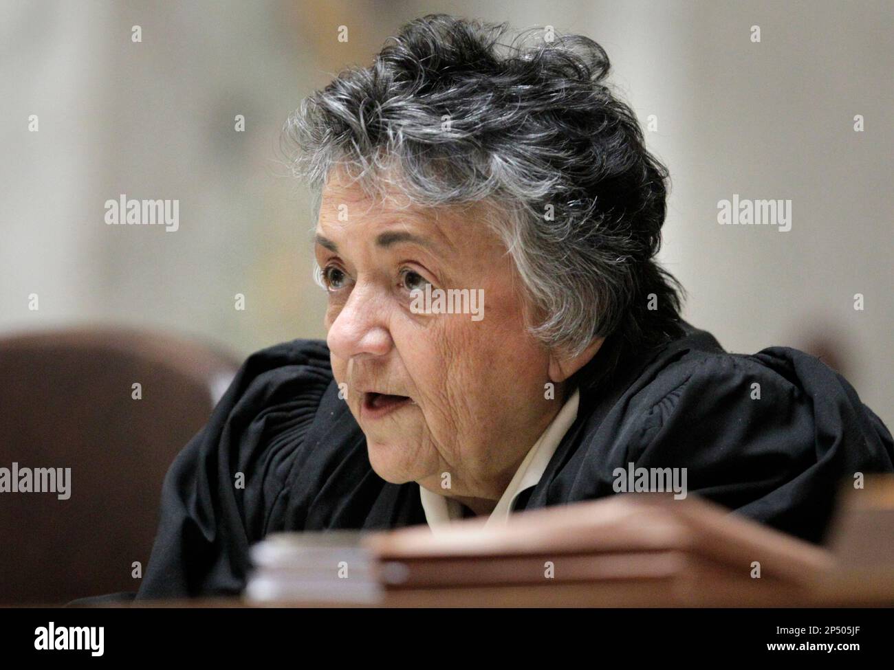 Wisconsin Supreme Court chief justice Shirley Abrahamson questions state attorney general J.B