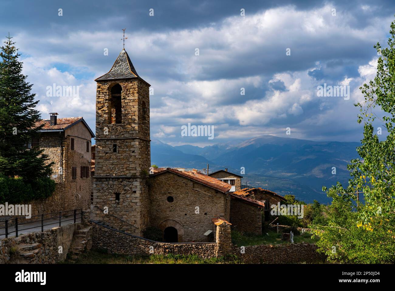 Església de Sant Climent d’Estana, Estana, Katalonien, Spanien Stockfoto