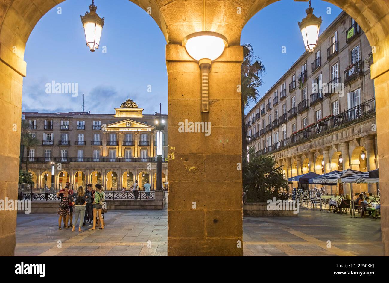 Plaza Nueva, in der Altstadt (Casco Viejo), Bilbao, Spanien Stockfoto