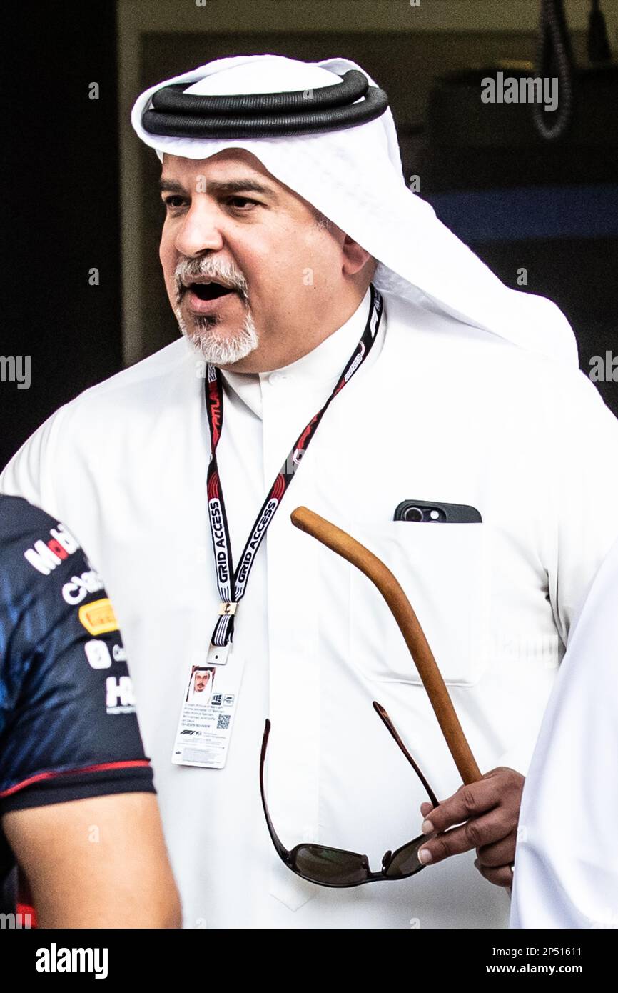 Sakhir, Bahrain. , . Weltmeisterschaft F1 2023. Bahrain GP. Prinz Salman bin Hamad Al Khalifa Kronprinz des Königreichs Bahrain.MANAMA, BAHRAIN, Sakhir Circuit, 5. März 2023: S.K.H. Prinz Salman bin Hamad Al Khalifa Kronprinz des Königreichs Bahrain während des Formel-1-Grand Prix von Bahrain auf der Bahrain International Circuit in der Nähe von Manama in der Stadt Sakhir am 05. März. 2023. Formel 1 - F1 Motorsport, gebührenpflichtiges Bild, Foto und Copyright © Cristiano BARNI/ ATP images (BARNI Cristiano /ATP/SPP) Kredit: SPP Sport Press Photo. Alamy Live News Stockfoto