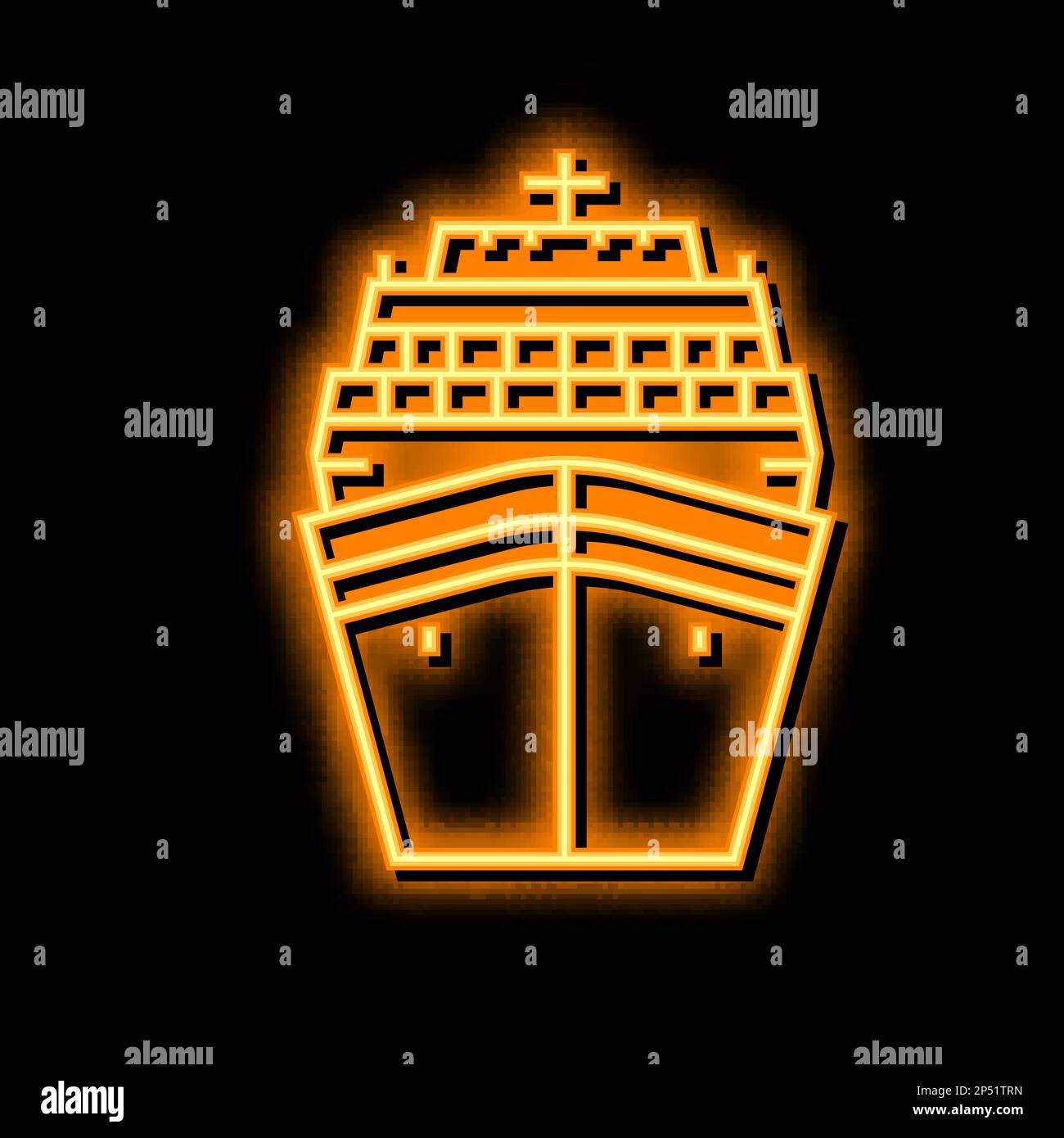 Kreuzfahrtschiff Seetransport Neonglühsymbol Illustration Stock Vektor
