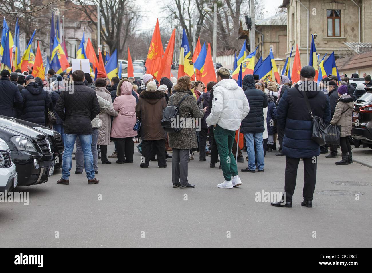 Chisinau, Moldawien - 06. März 2023: Protest vor dem Verfassungsgericht in Chisinau Stockfoto
