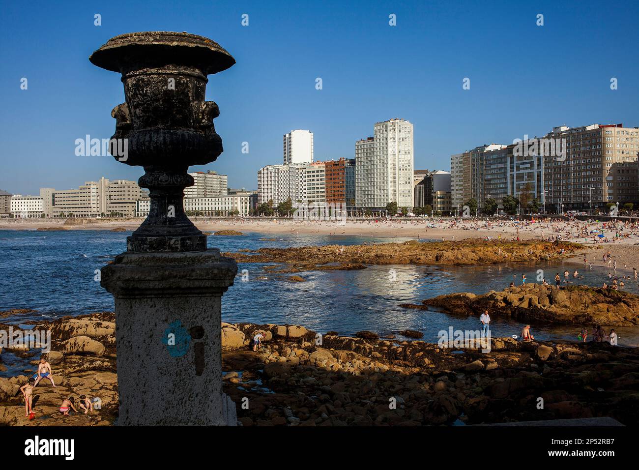 Riazor Strand, Coruña Stadt, Galicien, Spanien Stockfoto