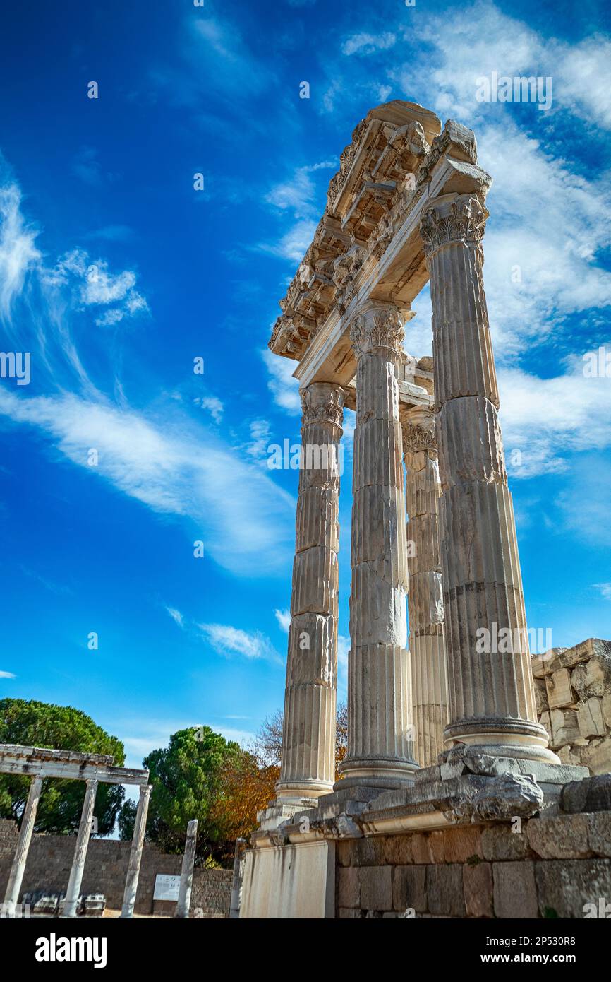 Die Ruinen der antiken Stadt Pergamon in Bergama, Izmir, Türkei Stockfoto