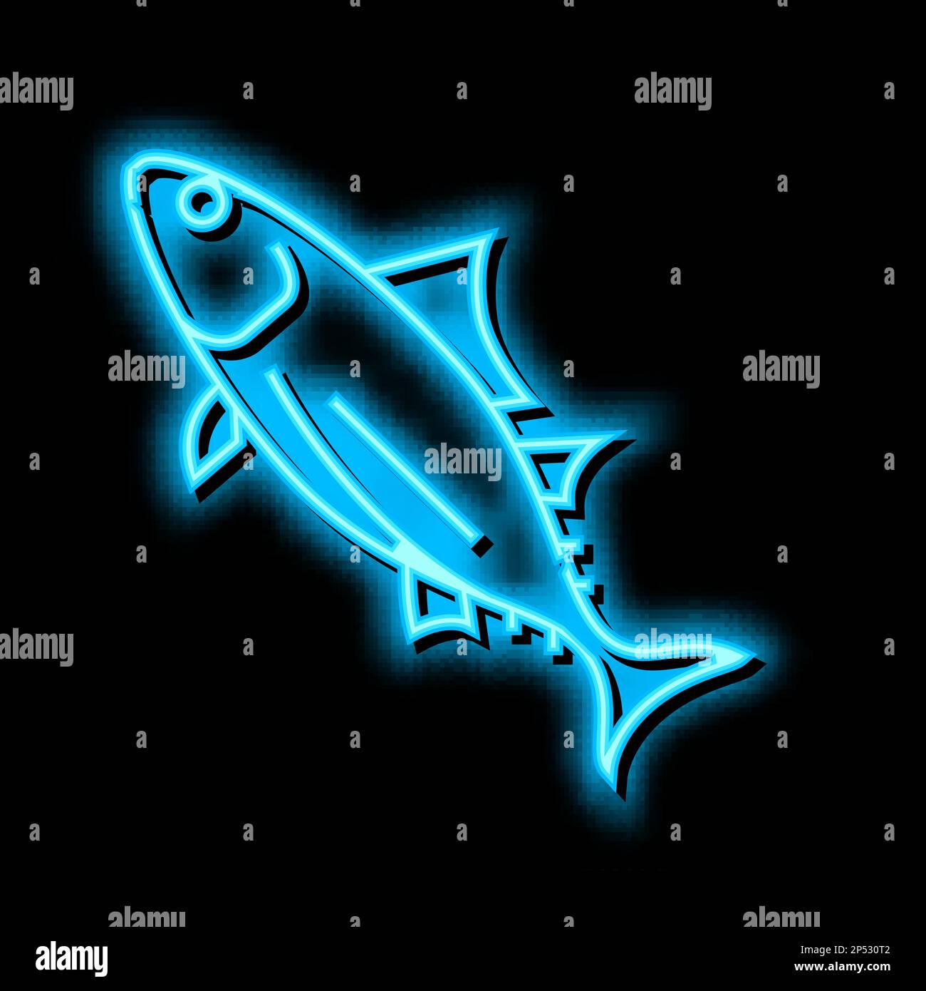 Illustration des Neonleuchtsymbols für echten Thunfisch Stock Vektor