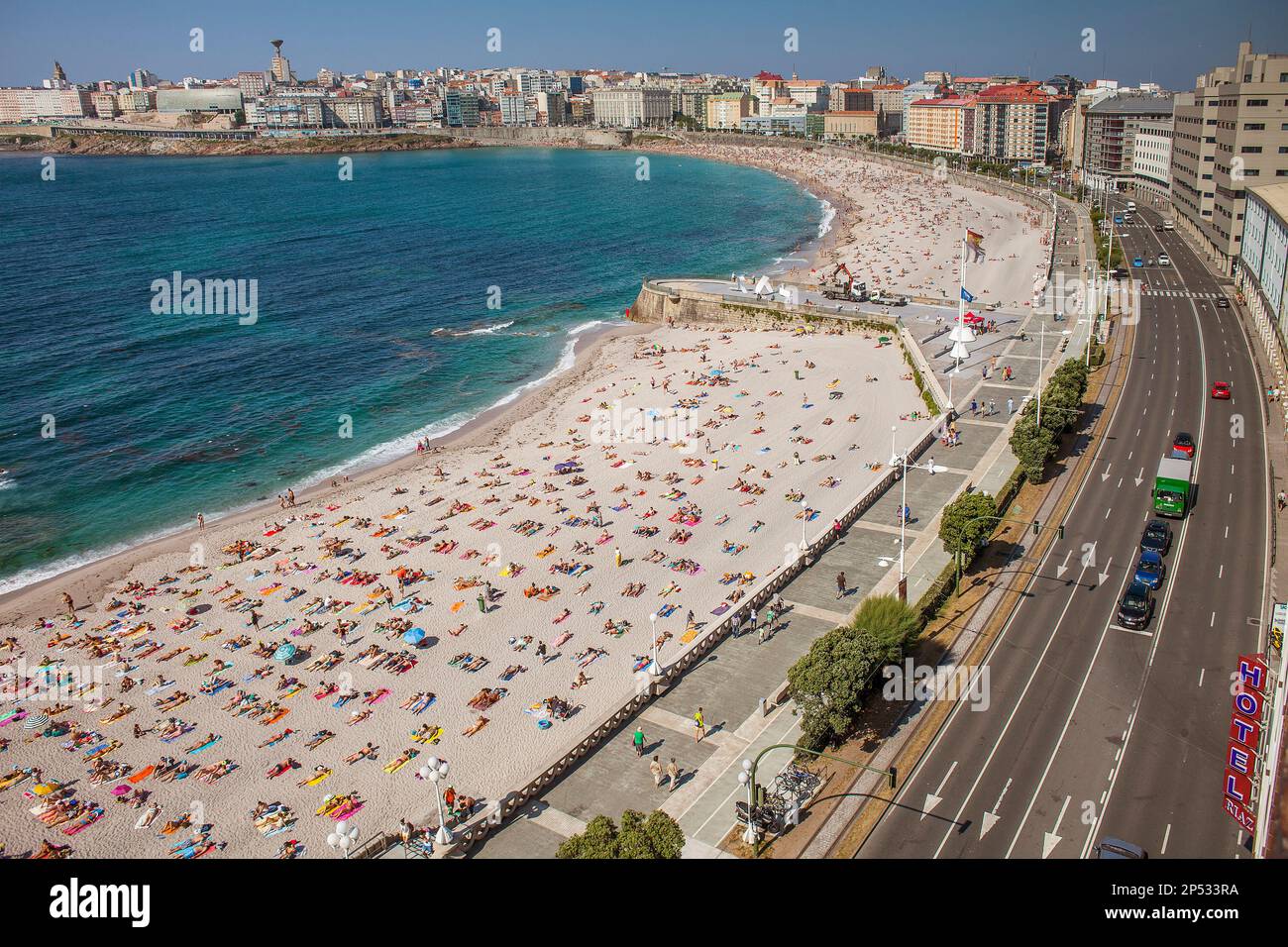 Riazor Strand, Coruña Stadt, Galicien, Spanien Stockfoto