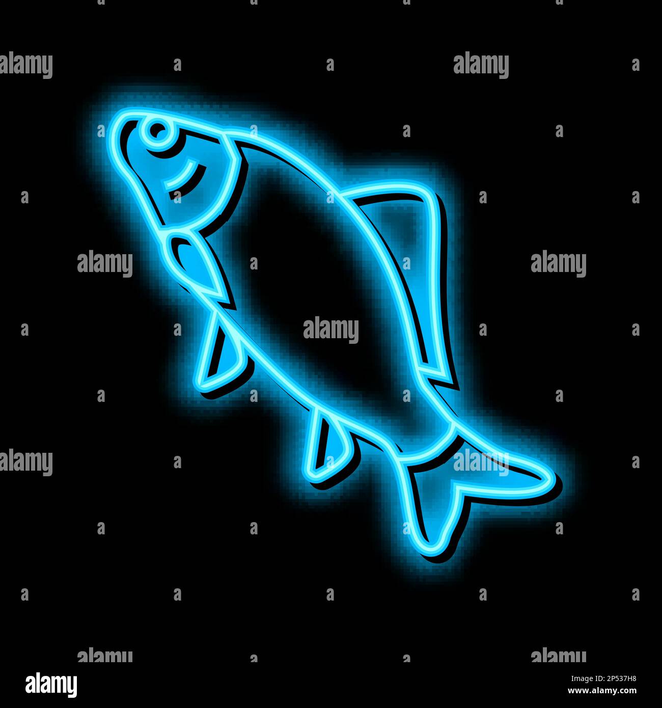 Abbildung eines Neonleuchtsymbols mit Karpfen Stock Vektor