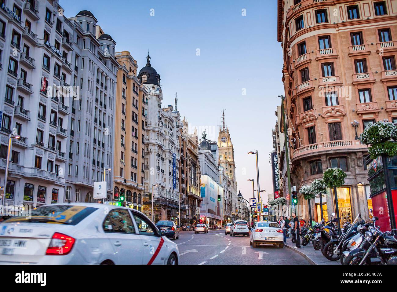 Gran Via Straße, Madrid Spanien. Stockfoto