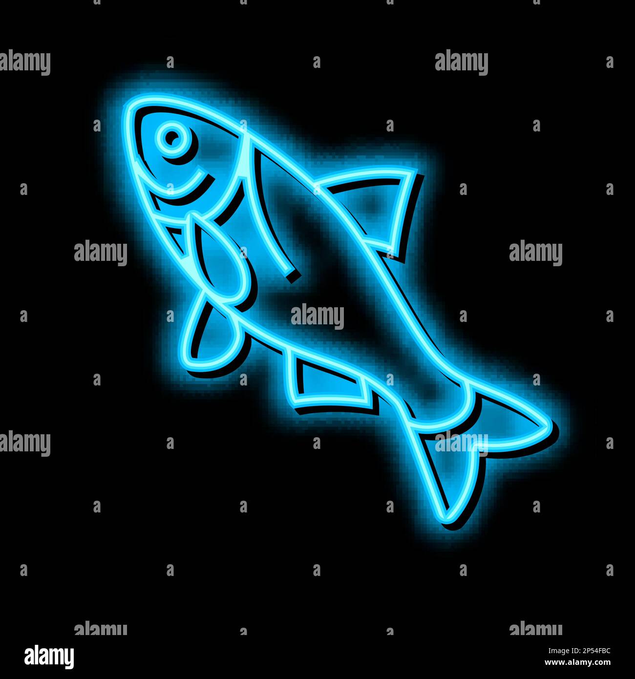 Abbildung eines neonleuchtsymbols mit bighead-Karpfen Stock Vektor
