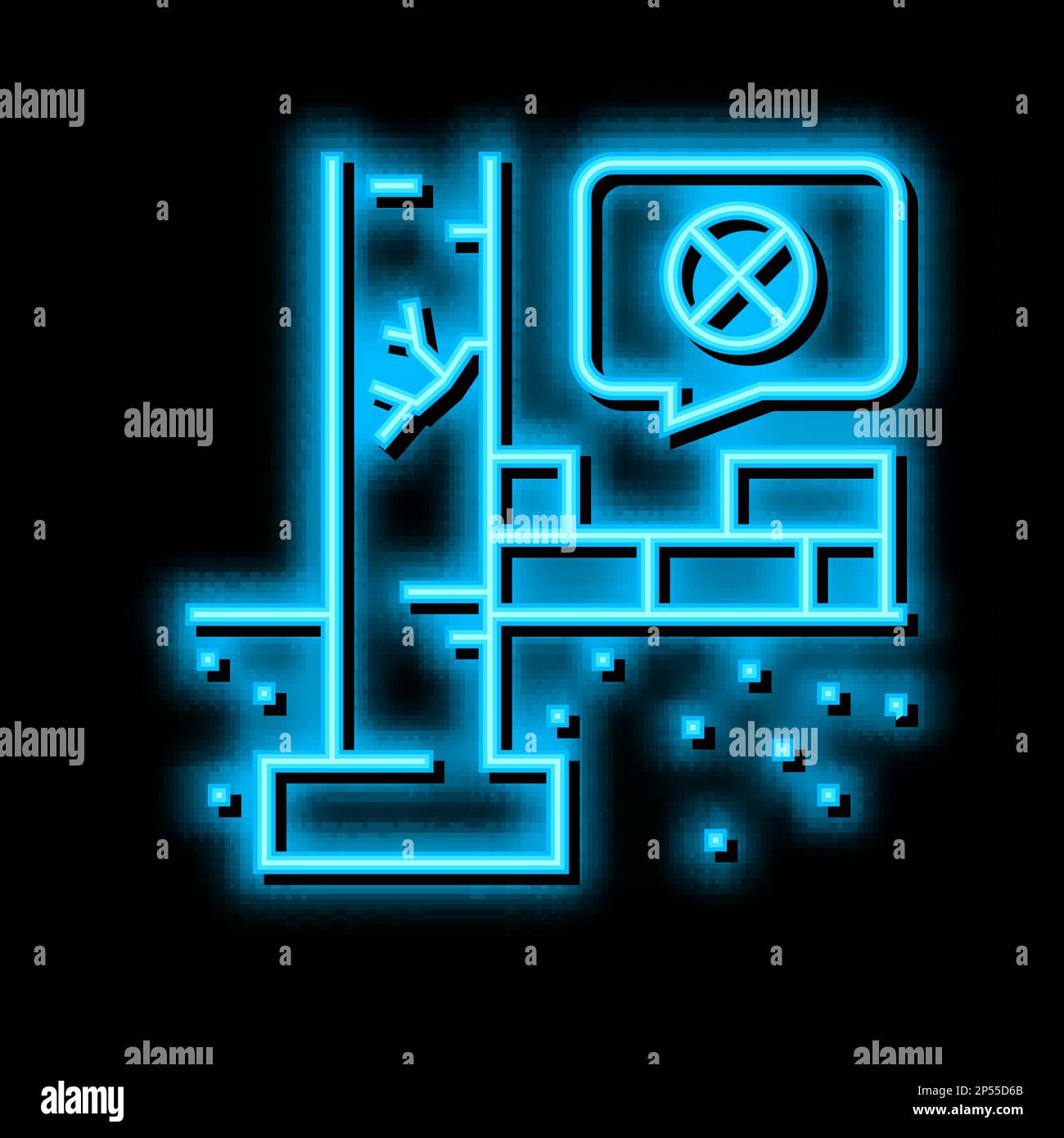 Abbildung eines schweren, unterirdischen Fundaments mit Neonleuchten Stock Vektor