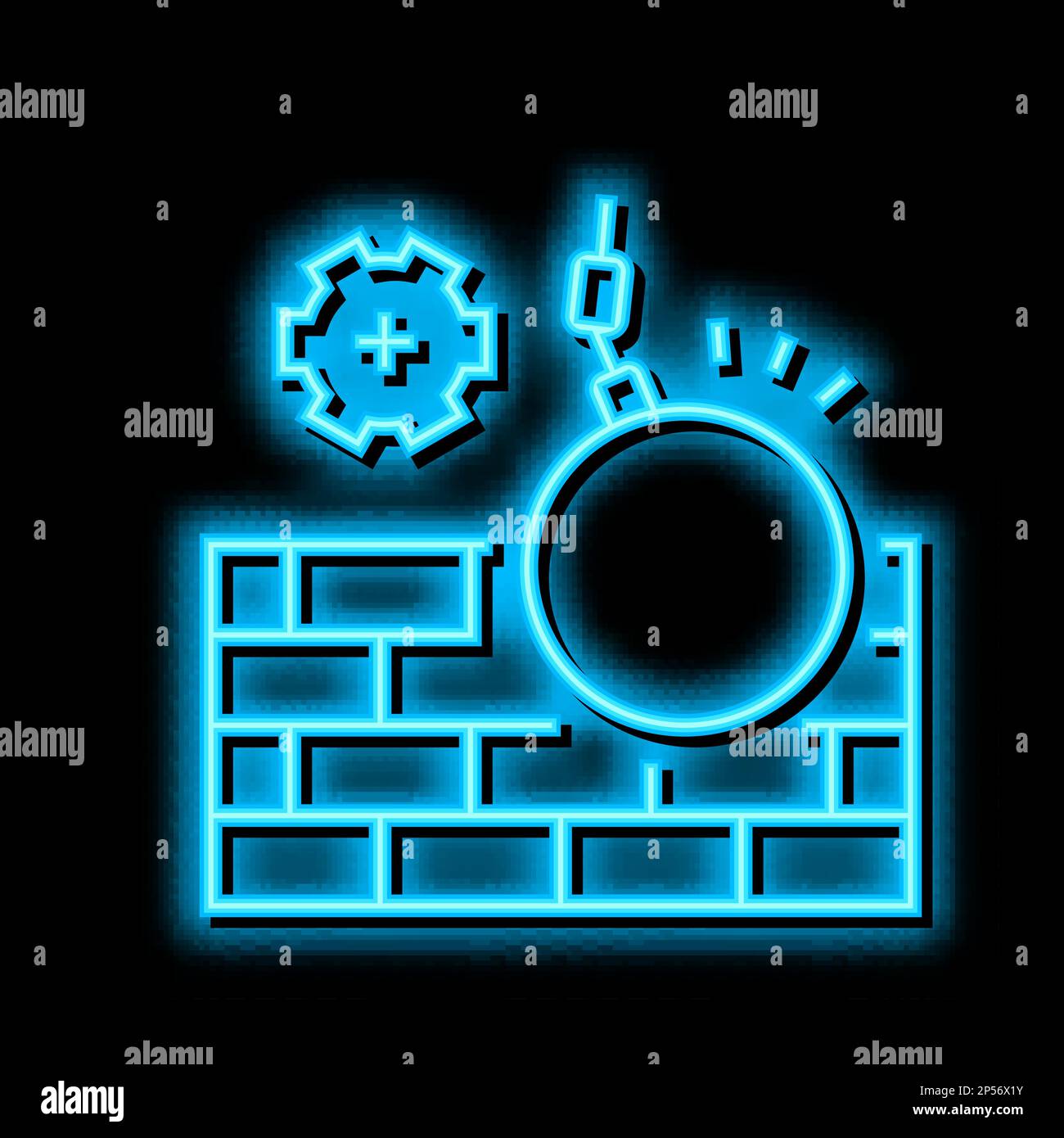 Abbildung eines Symbols für die Demontage von Wandbauten und Neonleuchten Stock Vektor