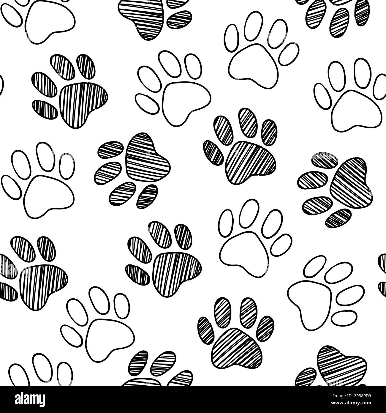 Schwarzweiß-Farbskizze mit handgezeichneter Tinte für die Skizze nahtloser Hintergrundvektor mit Textur. Stock Vektor