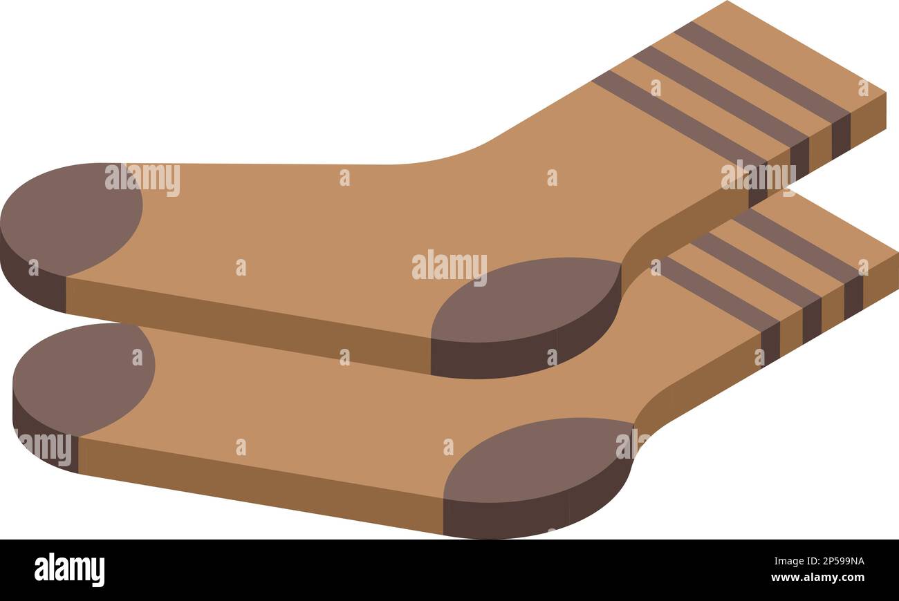 Symbol für isometrische Vektoren für braune Socken. Fußsocke. Ein Modeseil Stock Vektor