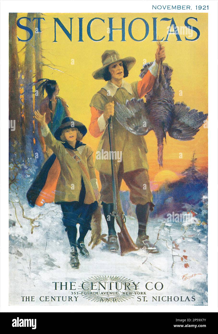 Titelblatt des US-Kindermagazins St. Nicholas für November 1921. Stockfoto