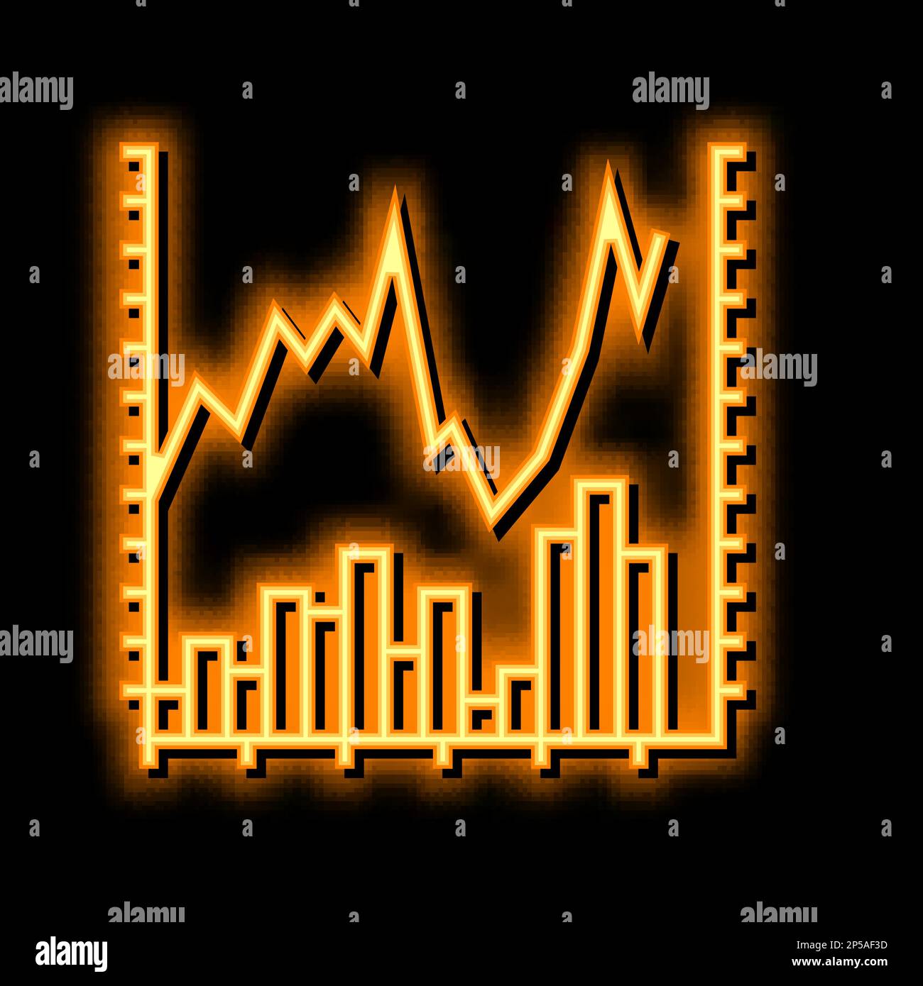 Aktiendiagramm – Symbol für Neonleuchten Stock Vektor