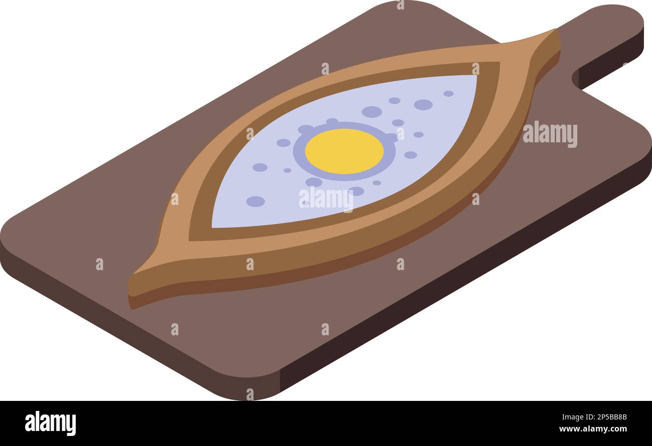 Isometrischer Vektor des Symbols khachapuri. Essen kochen. Abendessen Stock Vektor