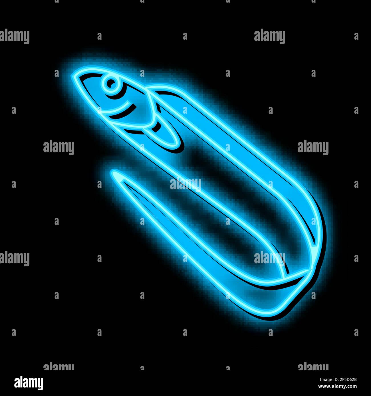 Abbildung eines großen Haarschwanzes mit leuchtendem Neonsymbol Stock Vektor