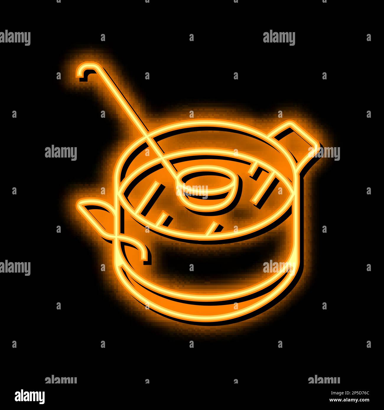 Abbildung des Symbols für Suppenkochen aus Tomaten mit Neonglühen Stock Vektor