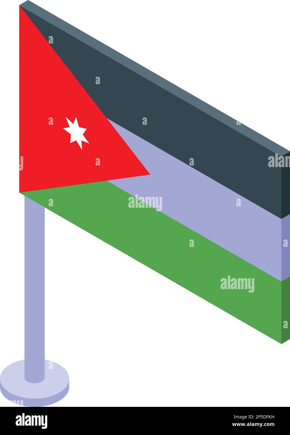 Isometrischer Vektor des Jordan-Flaggensymbols. Inlandsreisen. Stadtplan Stock Vektor