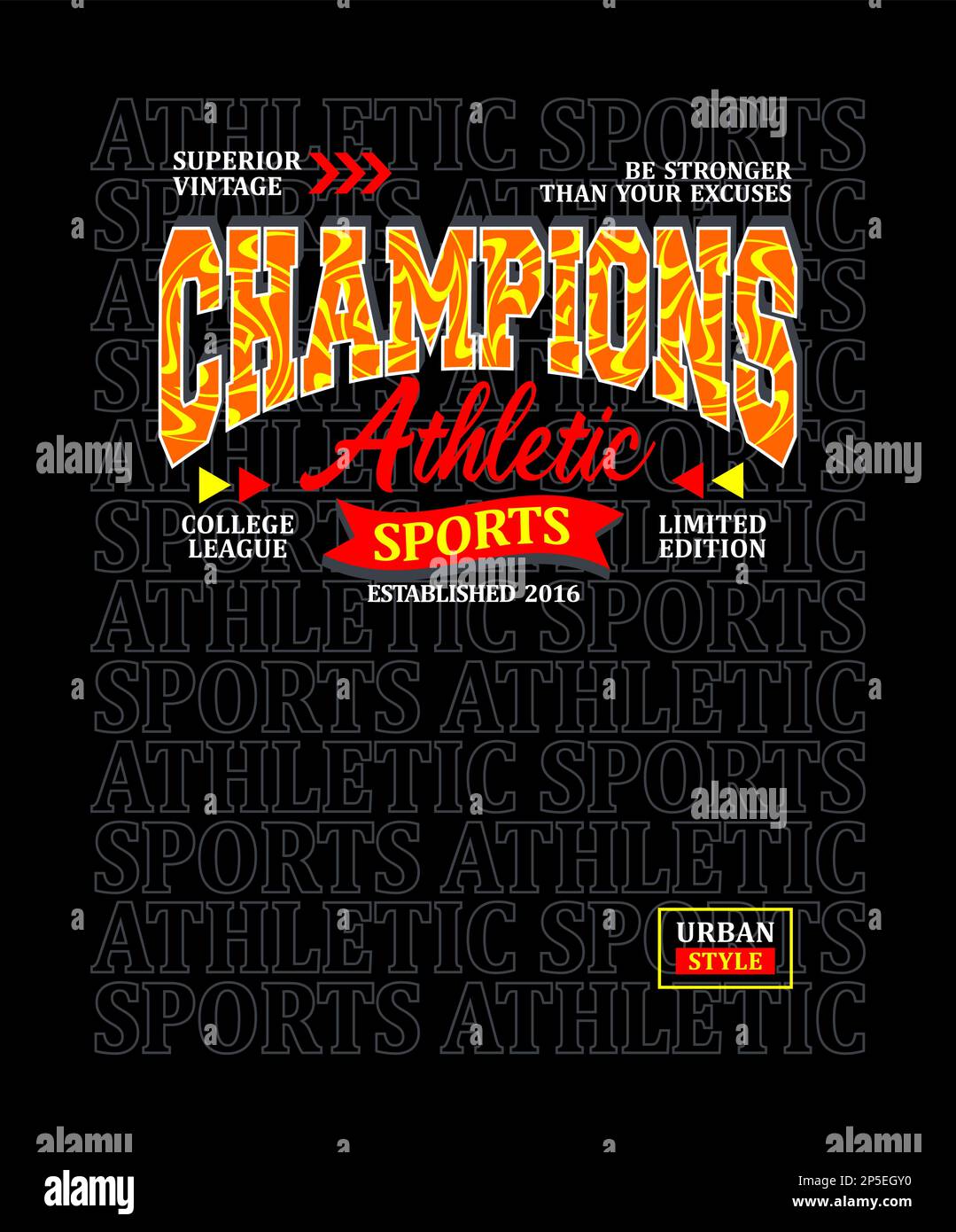 Champions, Sport-Design-Grafik für den Druck auf T-Shirts, Etiketten, Postern und itc Stock Vektor