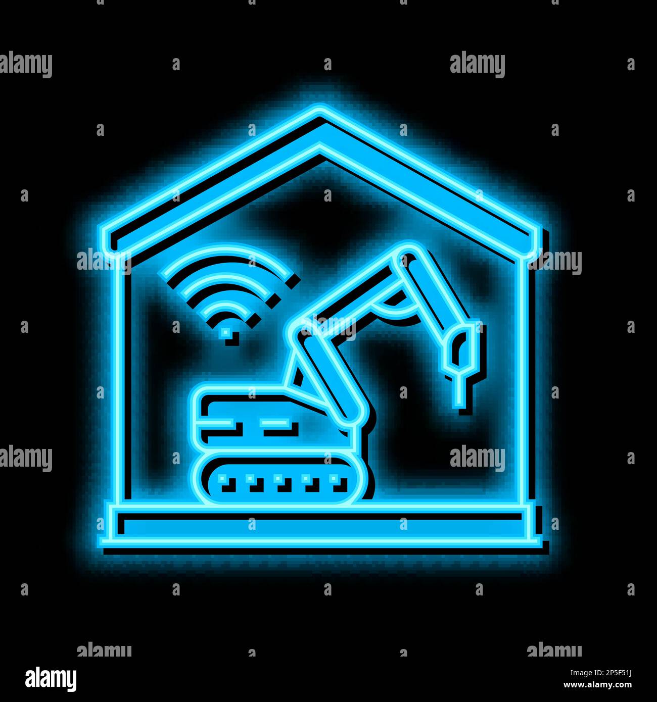 Abbildung eines Symbols für ferngesteuerte Abrisse, die Neonleuchten erzeugen Stock Vektor