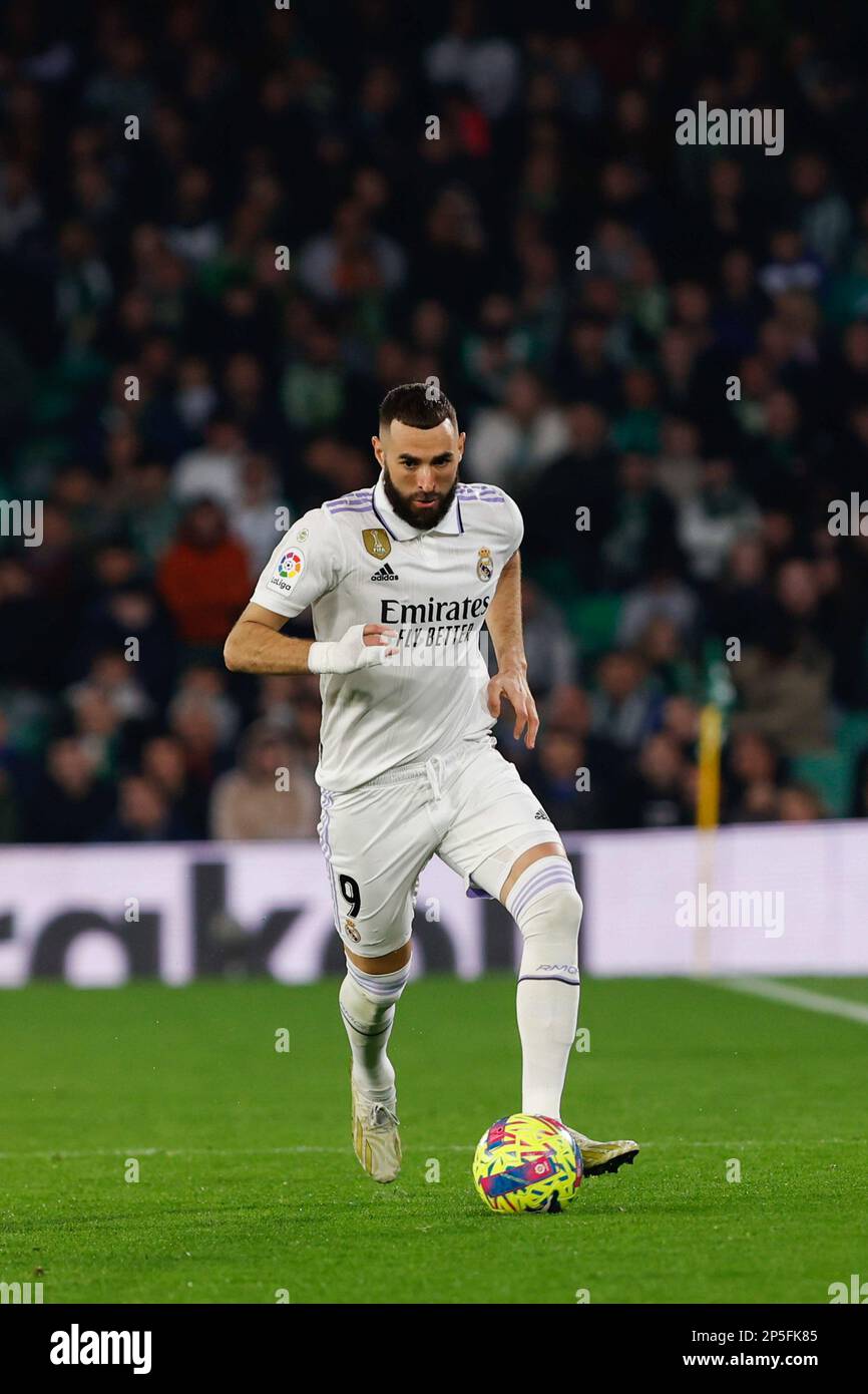 Sevilla, Spanien. 05. März 2023. Karim Benzema von Real Madrid im Benito Villamarin Stadion während des Matchday 24 des Santander-Spiels zwischen Real Betis und Real Madrid in Aktion. Endstand: Real Betis 0:0 Real Madrid Credit: SOPA Images Limited/Alamy Live News Stockfoto