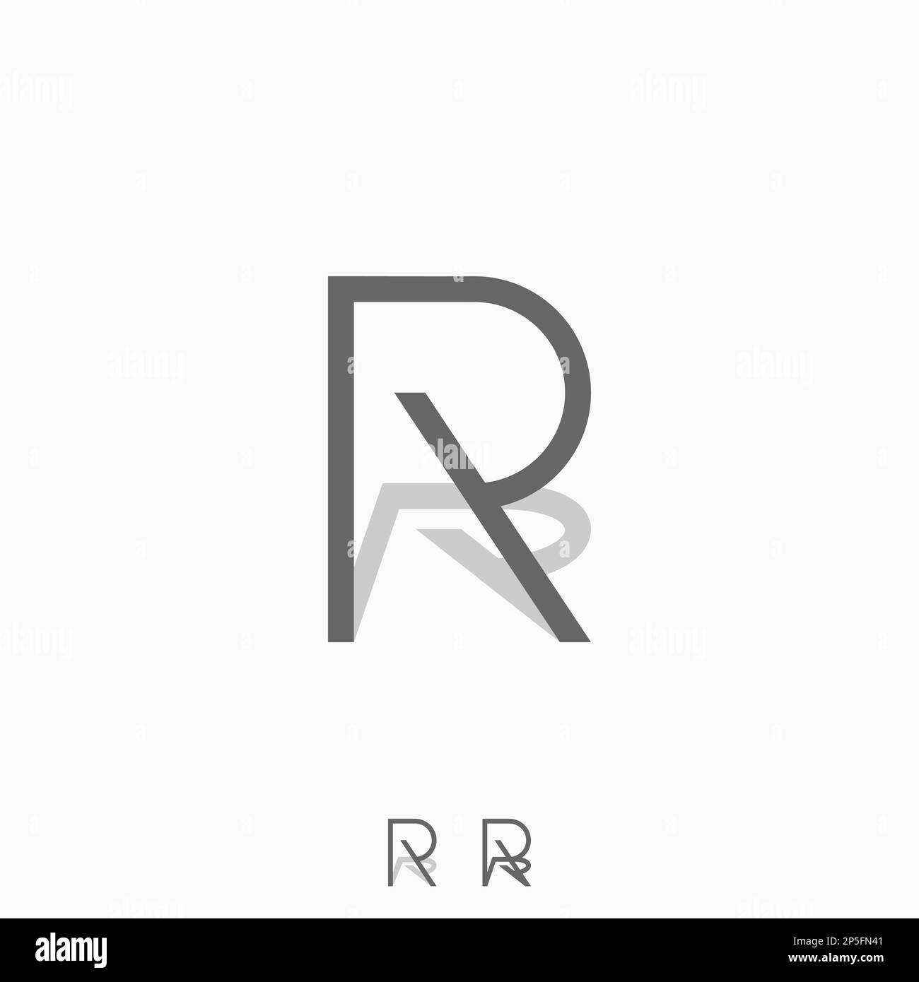 Logo-Design Grafikkonzept Creative Premium-freier Vektor einzigartiger Buchstabe oder Wort R ohne serifenfarbene Schrift mit Schatten hinter der ursprünglichen Typografie oder dem Monogramm Stock Vektor