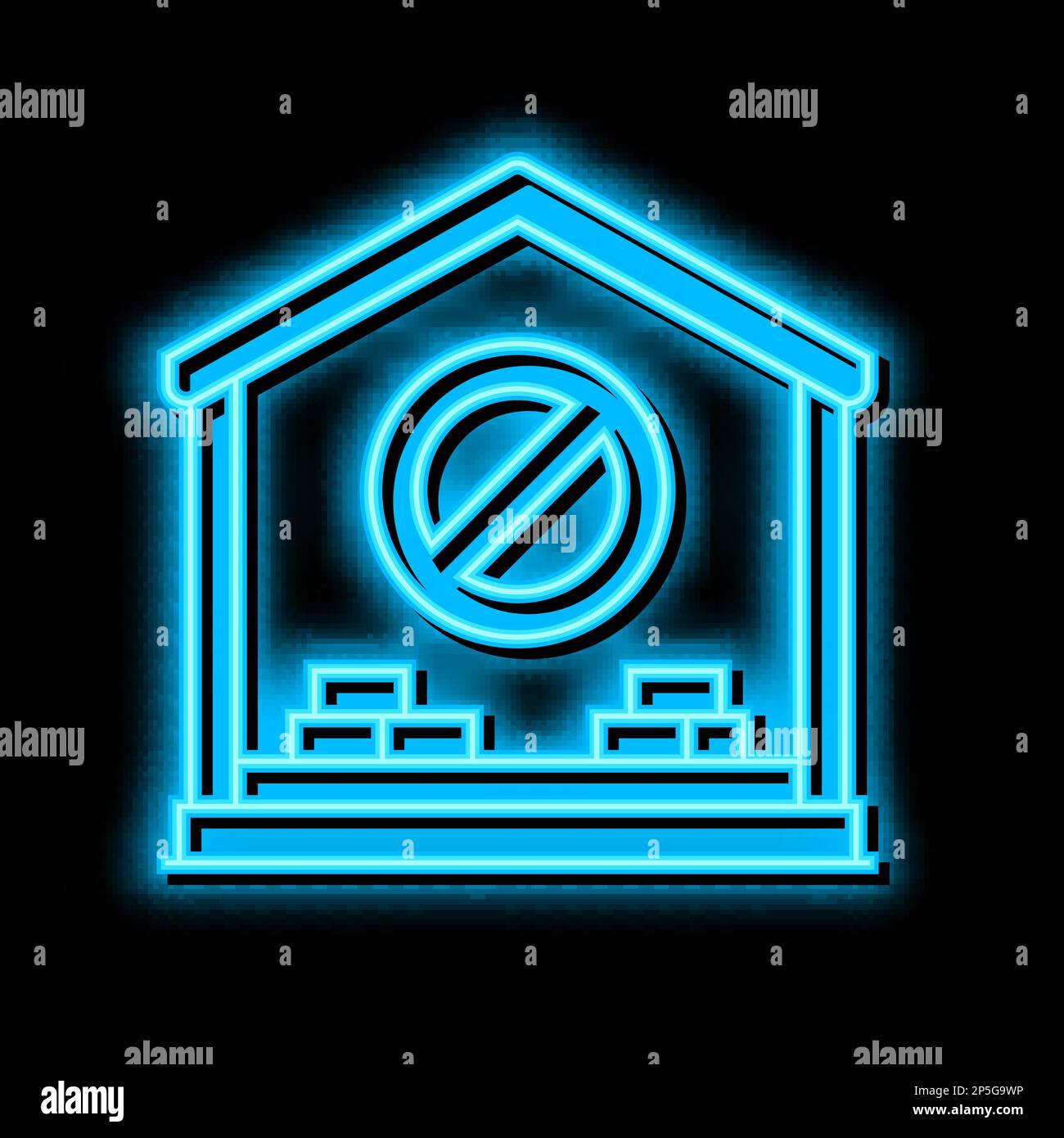 Abbildung des Neonleuchtsymbols für den Abriss des Innenraums Stock Vektor