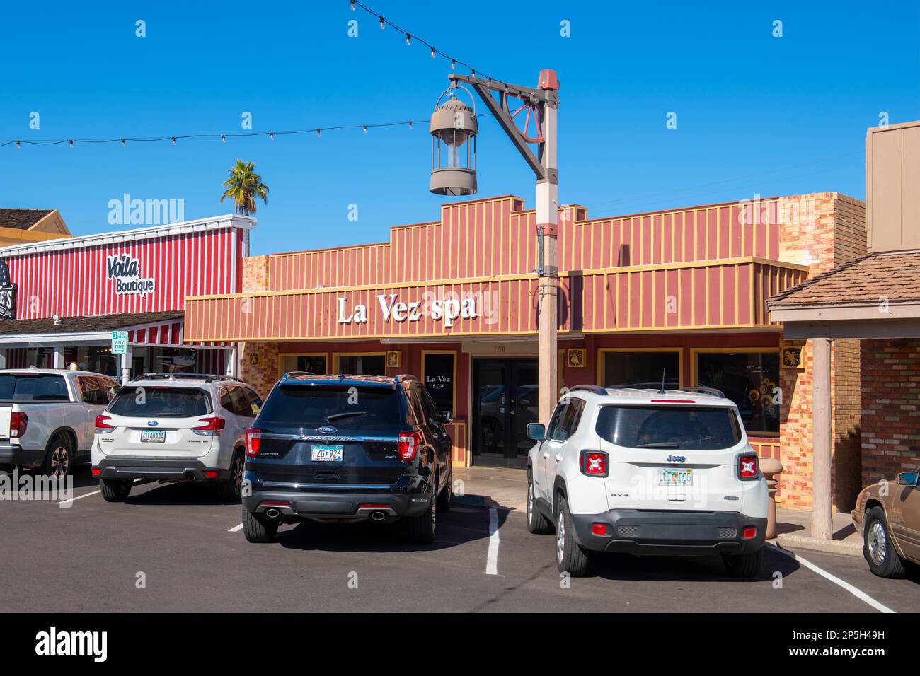 La Vez Spa an der 7220 E Main Street im historischen Stadtzentrum von Scottsdale, Arizona, Arizona, Arizona, Arizona, USA. Stockfoto