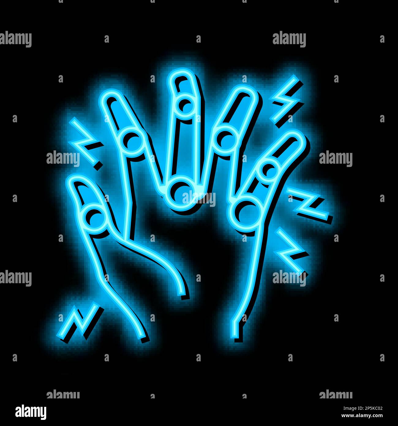 Abbildung eines Neonglühsymbols bei rheumatoider Arthritis Stock Vektor