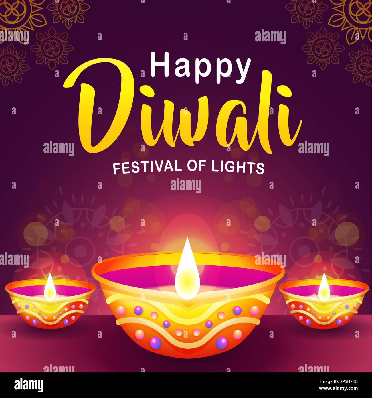 Happy Diwali Festival of Lights, wunderschöner Lehmkerzenhalter Stock Vektor