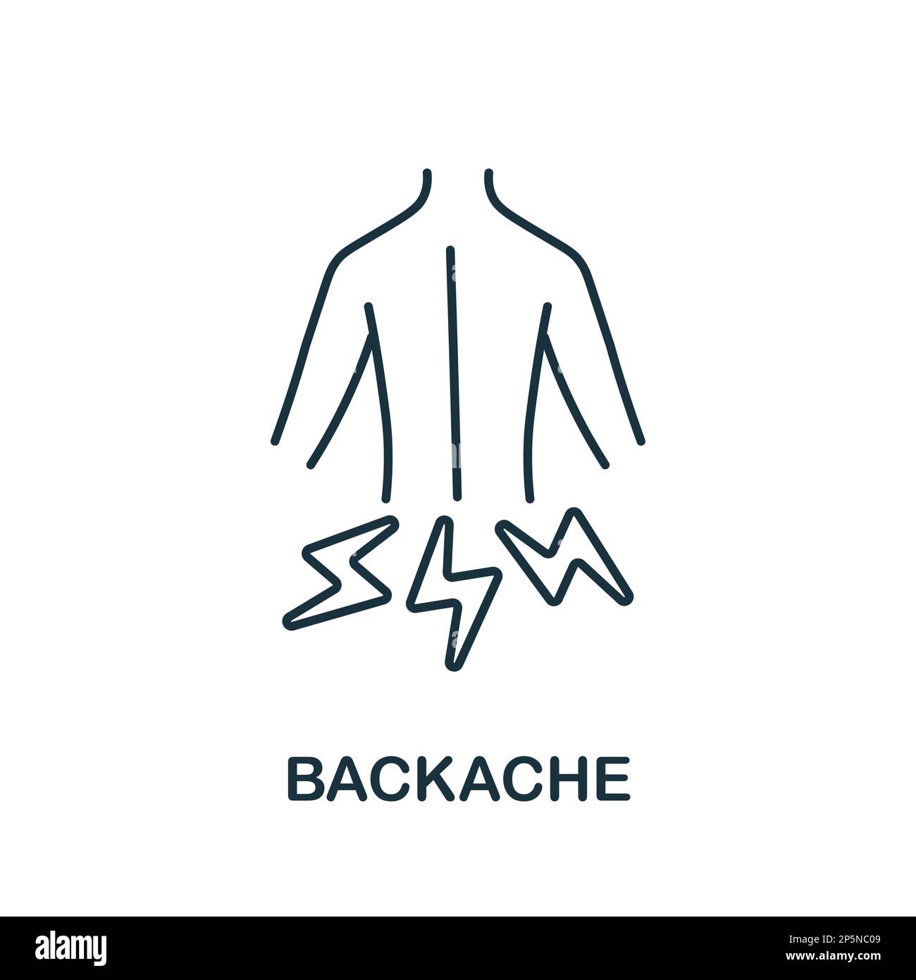 Symbol für Rückenschmerzen. Umriss-Element-Zeichen aus Body-Ache-Sammlung. Symbol für Rückenschmerzen für Webdesign, Infografiken und mehr. Stock Vektor