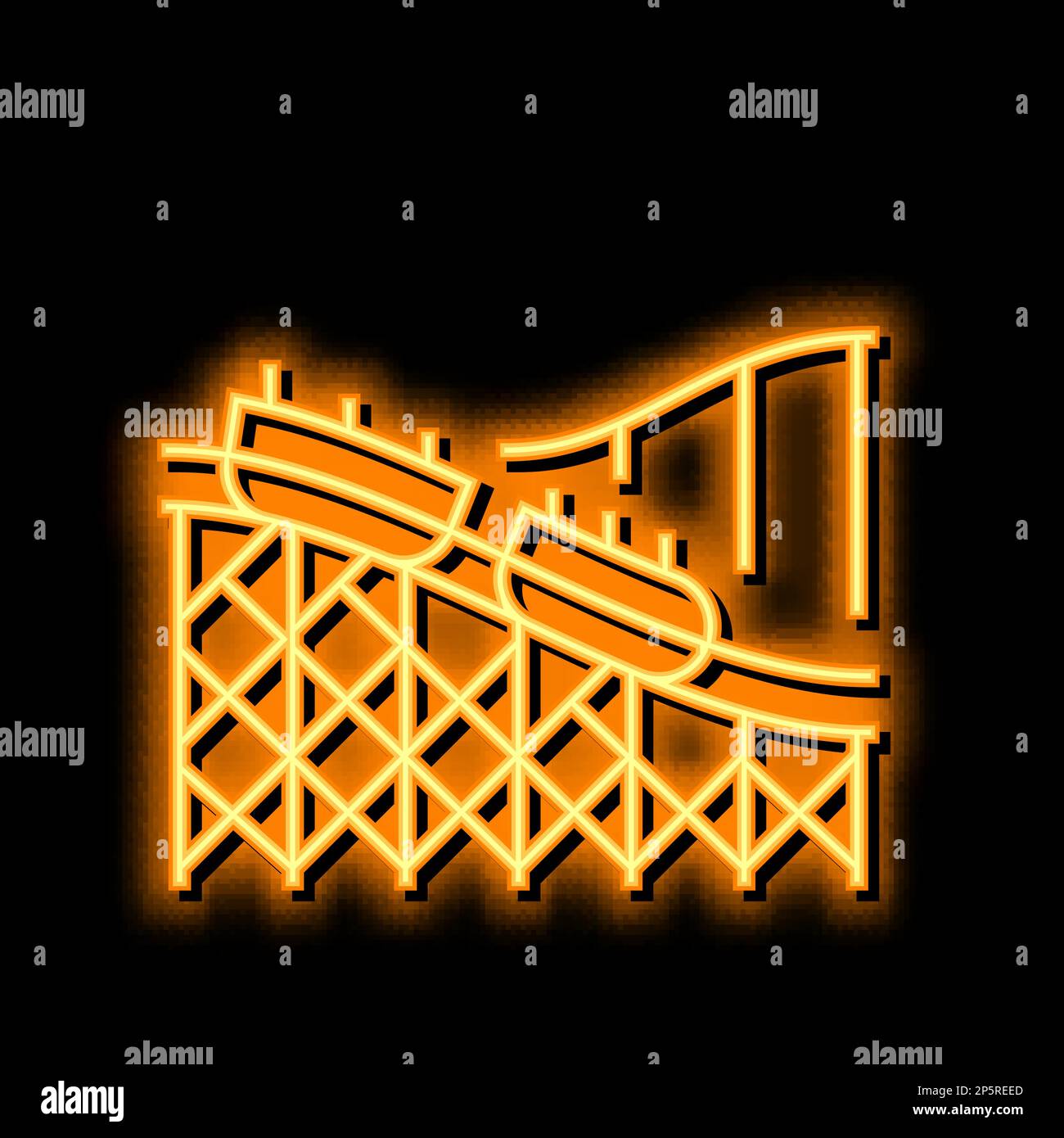 Achterbahn-Vergnügungspark Neon Glow Icon Illustration Stock Vektor