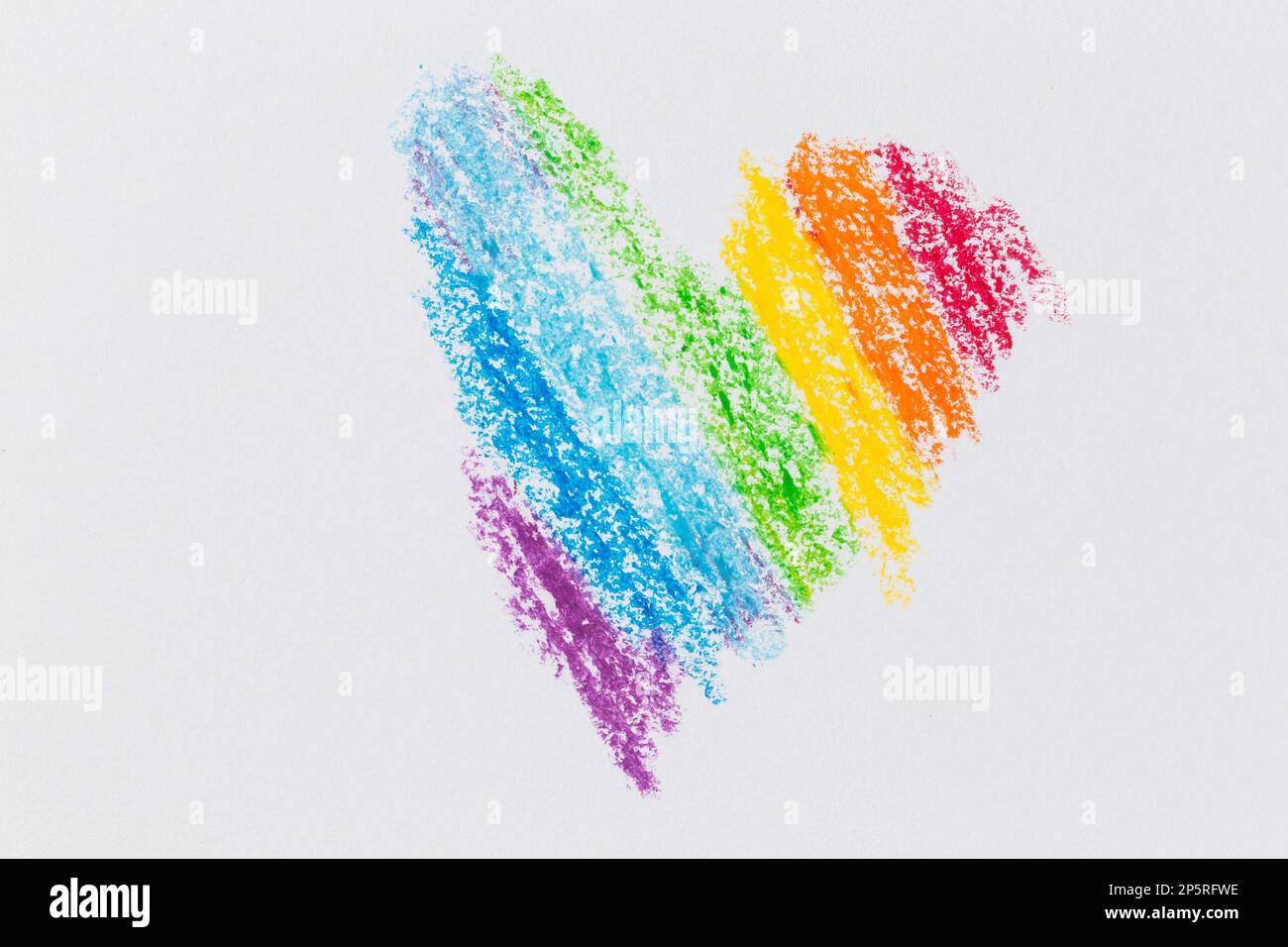 Rainbow Heart Malstift zeichnet Texturfoto für den Hintergrund Stockfoto