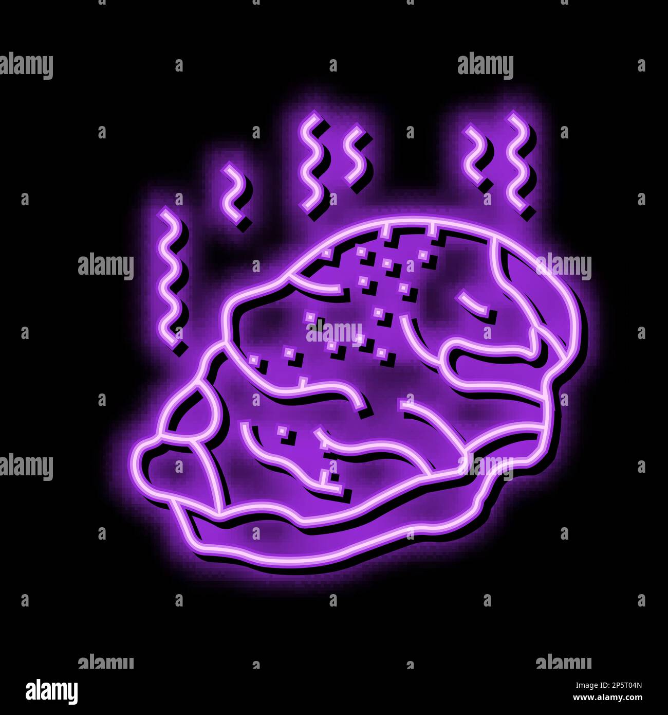 Abbildung des Symbols für verfaultes Fleisch und verdorbenes Essen mit Neonlicht Stock Vektor