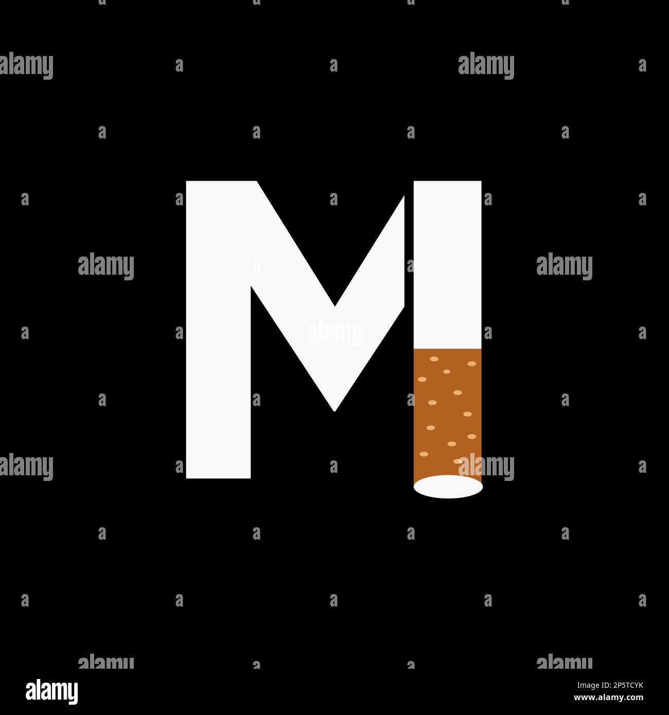 Konzept mit M-Rauchlogo und Zigarettensymbol. Vektor Des Tabaklogos Stock Vektor