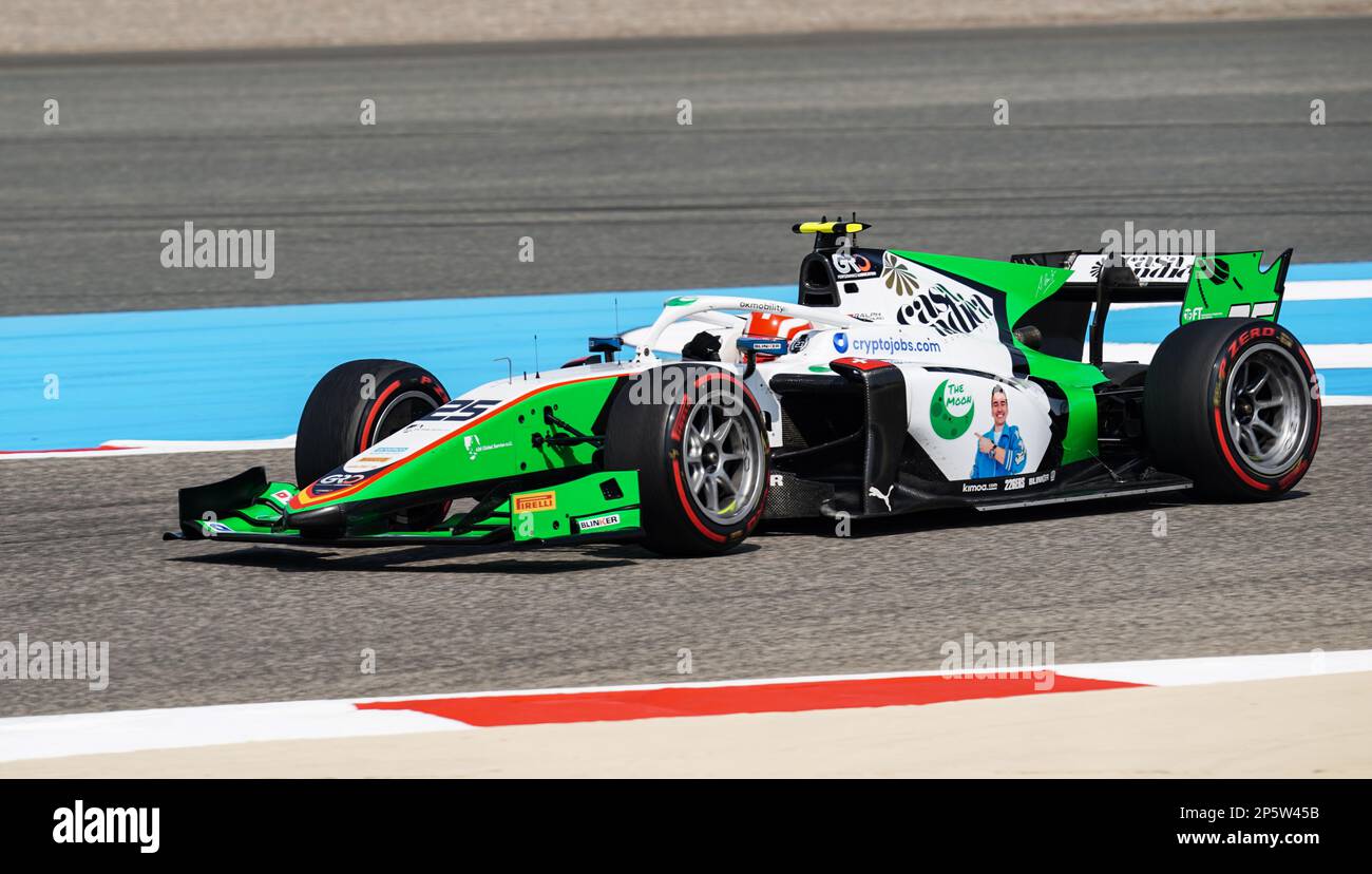 Ralph Boschung von Campos Racing während des F2. Spielfilms vor dem Bahrain Grand Prix auf der Bahrain International Circuit, Sakhir. Foto: Sonntag, 5. März 2023. Stockfoto