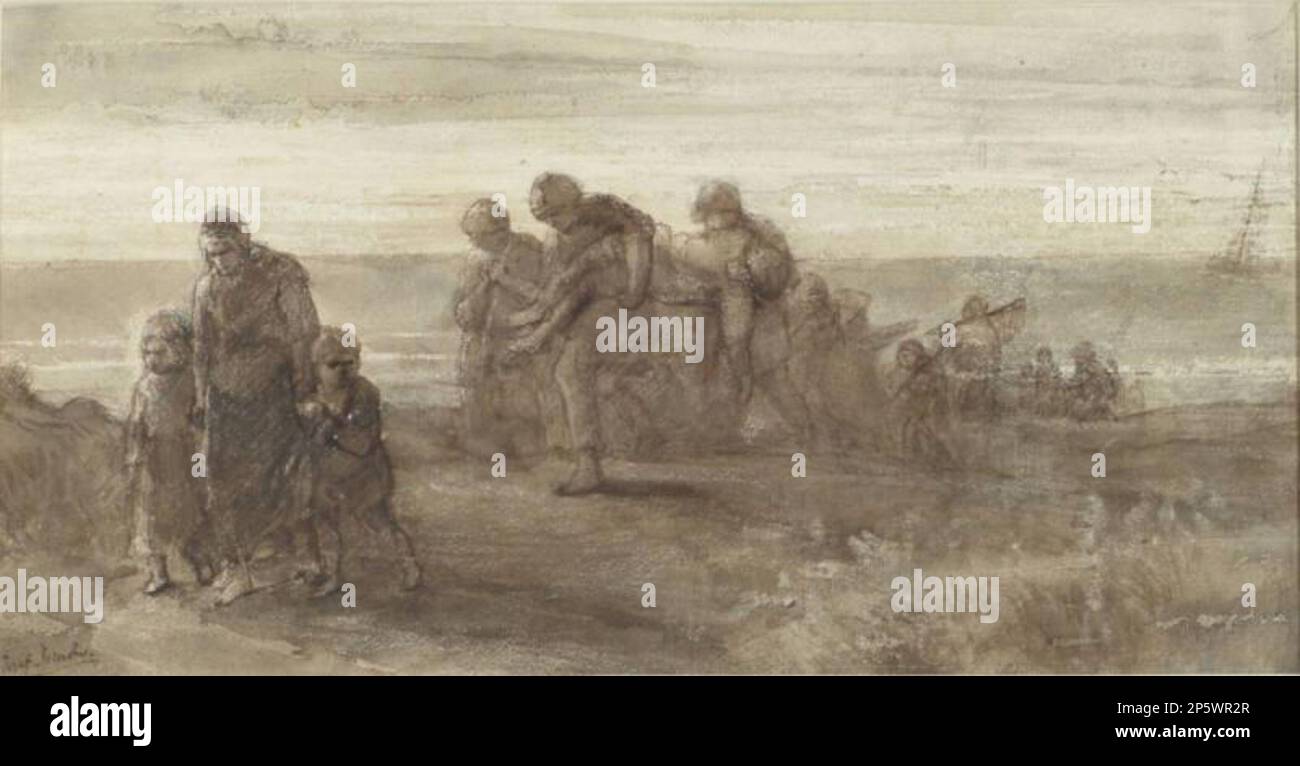 Der ertrunkene Fischer - Sketch for 'The Wrecked Mariner', Jozef Israel (Groningen, Niederlande, 1824 - 1911) c. 1865 Stockfoto