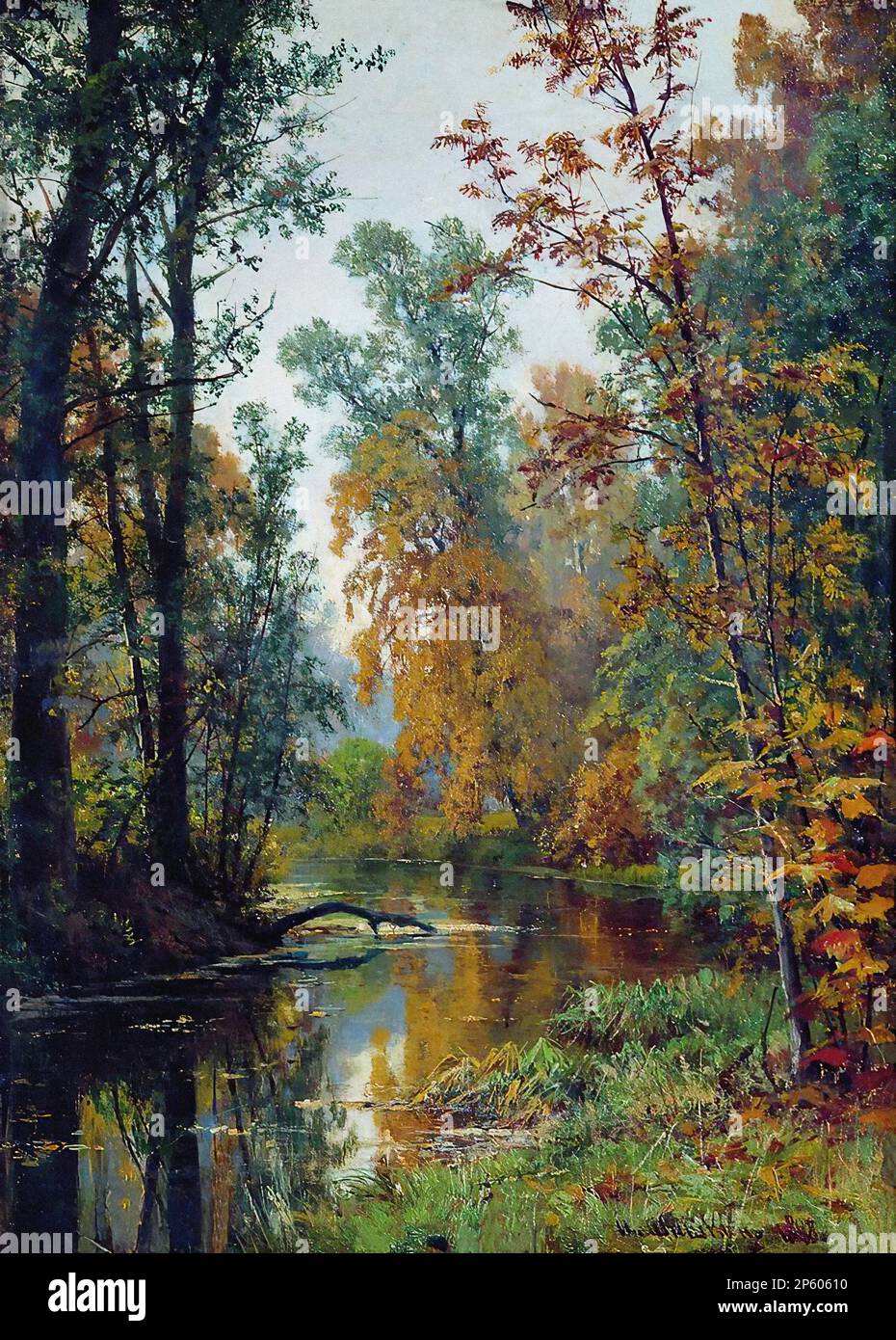 Шишкин Иван - Осенний пейзаж 3 - Русская школа - XIX век - Shishkin Ivan - Herbstlandschaft 3 - Russische Schule - 19. Jahrhundert Stockfoto