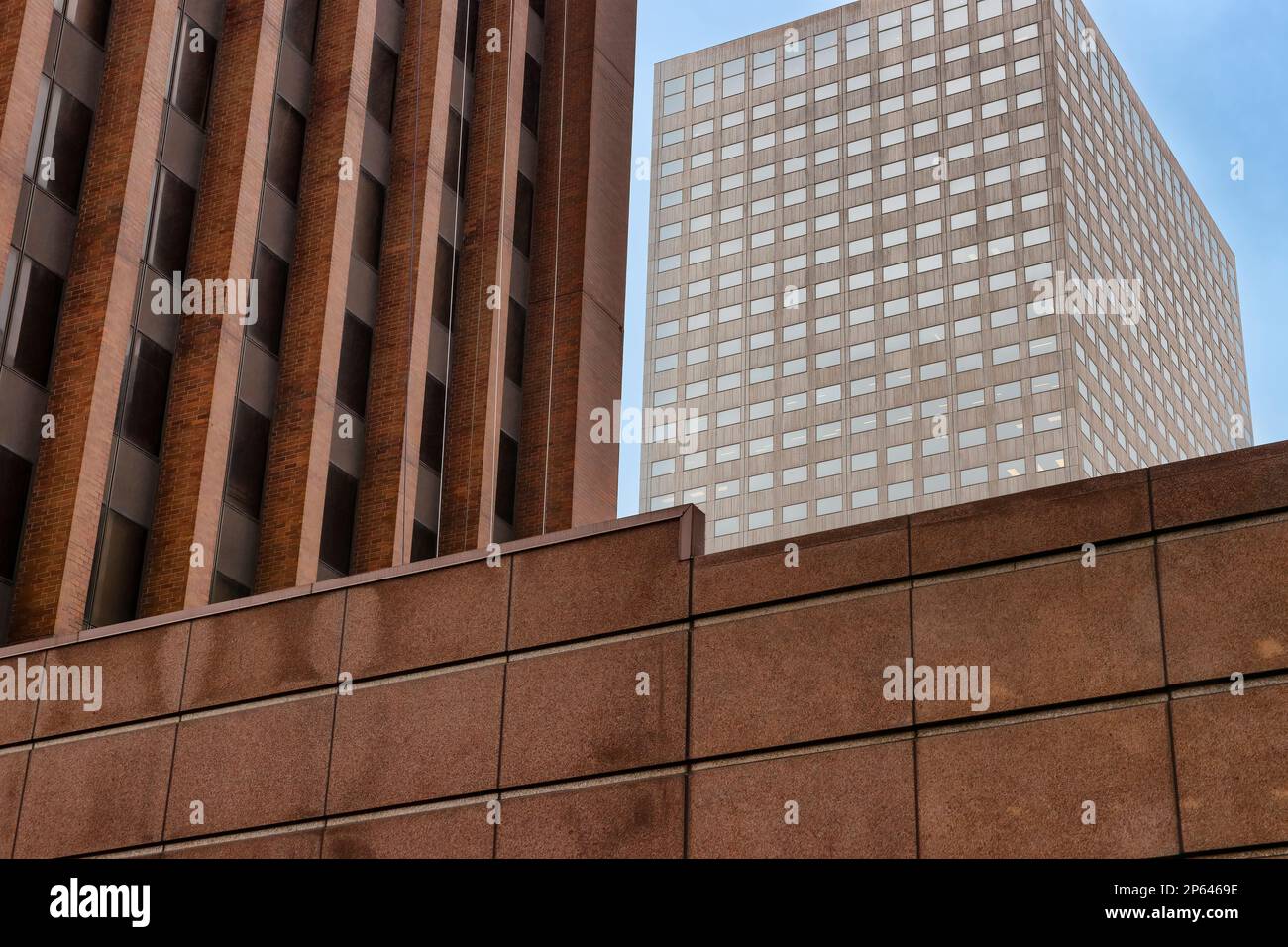 Nahaufnahme eines Gebäudeteils in der Innenstadt von Cleveland, Ohio Stockfoto