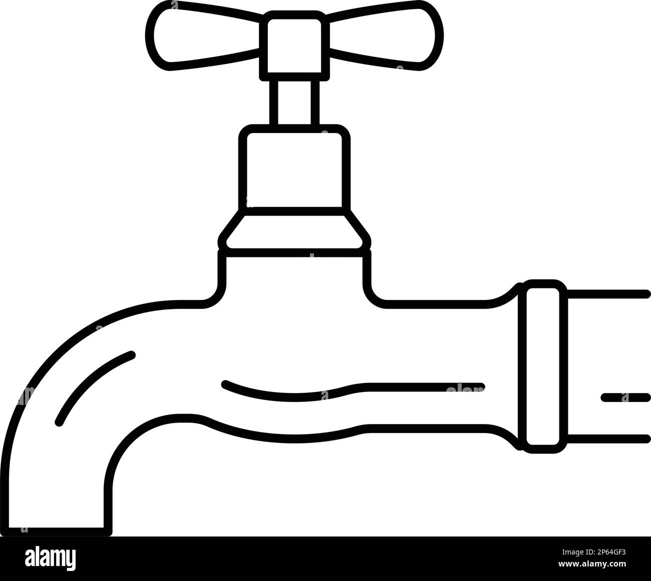 Darstellung des Symbols für Kupferwasserhahn und Metalllinien Stock Vektor