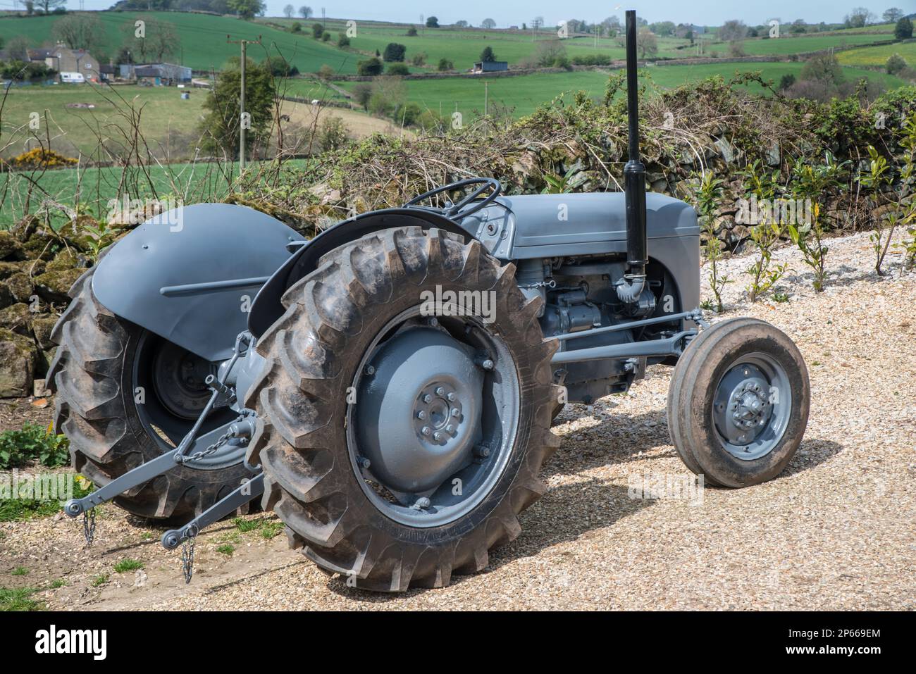 Ein alter, grauer Ferguson-Traktor aus dem Jahr 1950er Stockfoto