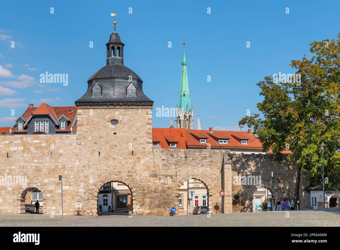 Stadtmauer mit Frauentorgate, Mühlhausen, Thüringen, Deutschland, Europa Stockfoto