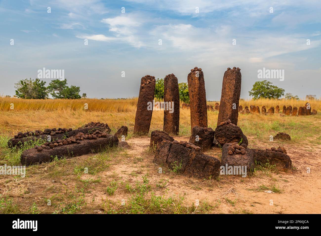 Senegambianische Steinkreise, UNESCO-Weltkulturerbe, Wassu, Gambia, Westafrika, Afrika Stockfoto