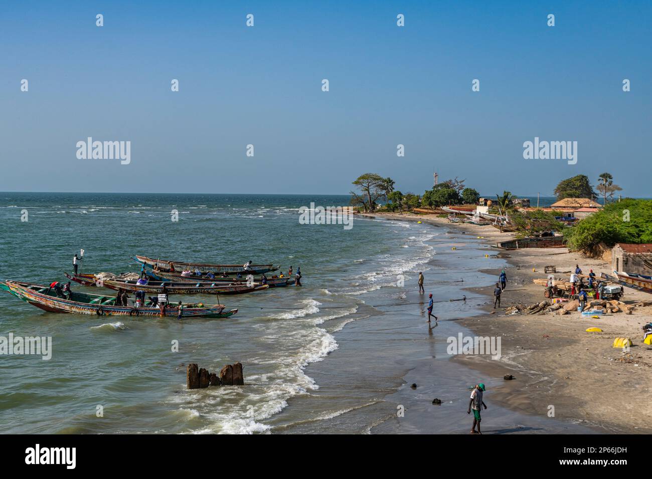Fischerboote in Barra, Gambia, Westafrika, Afrika Stockfoto