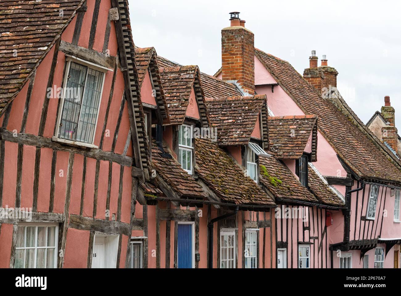 Die korrupten Häuser in Lavenham, Suffolk, England, Großbritannien, Europa Stockfoto