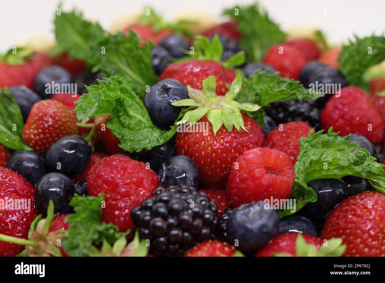 Viele sommerliche reife Beeren schließen sich Stockfoto