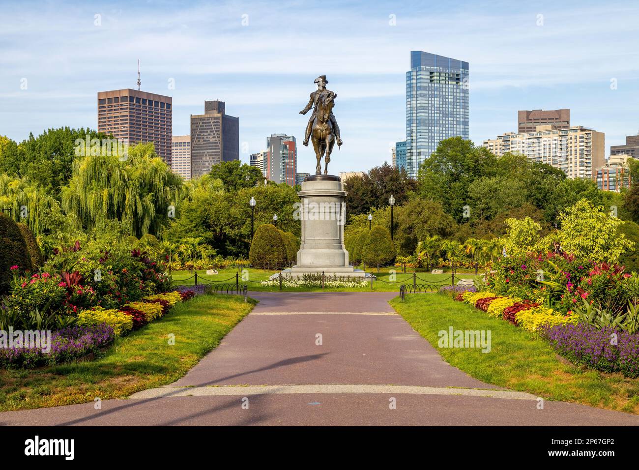 George Washington Statue in Boston Public Gardens, Boston, Massachusetts, New England, Vereinigte Staaten von Amerika, Nordamerika Stockfoto