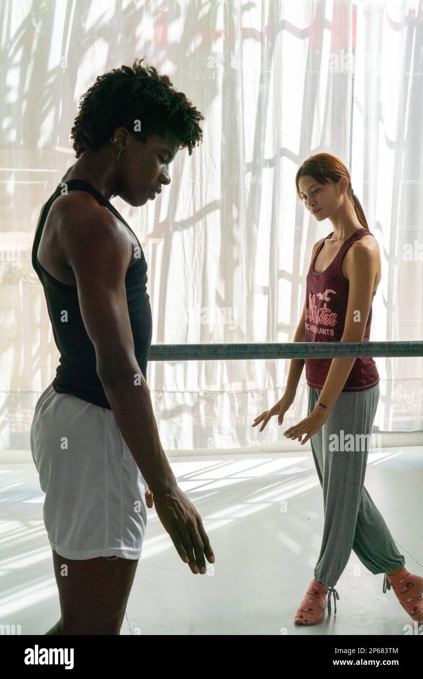 Tänzer im Probekurs der Mi Compania Ballet Company, Havanna, Kuba, Westindien, Karibik, Mittelamerika Stockfoto