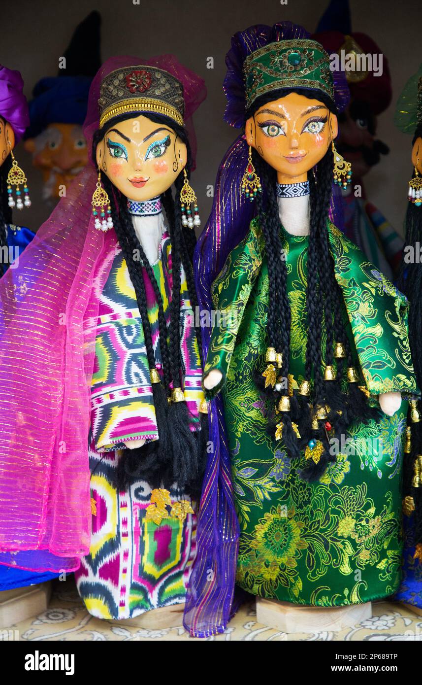 Handmade Puppets, Bukhara Puppet Theatre, Bukhara, Usbekistan, Zentralasien, Asien Stockfoto